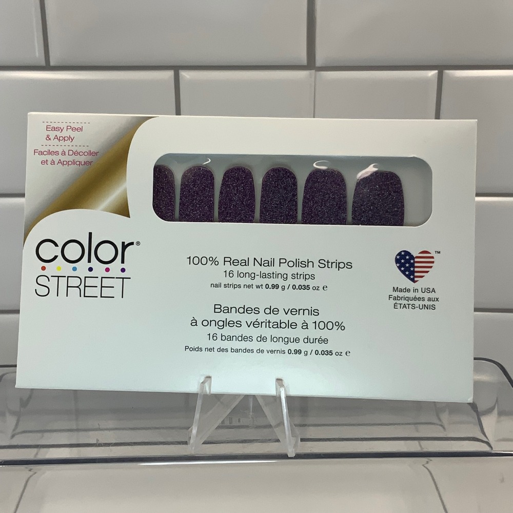 Color Street Night Terror FMG168 Nail Polish Strips Dark Purple Glitter 16 Count